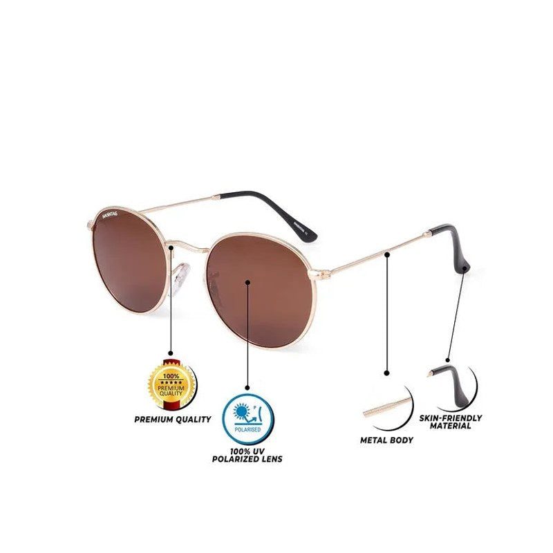 Prismara Brown Small Full Rim Oval Sunglasses for Men & Women — Hashtag Eyewears