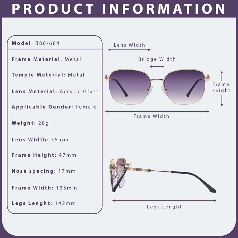 Hashtag Elysia Square Sunglasses for Women - B80-684 Purple