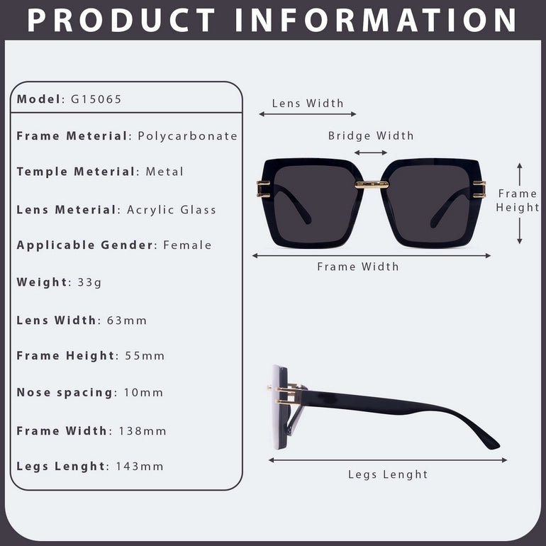 Hashtag Valoria Square Sunglasses for female G-15065 Black