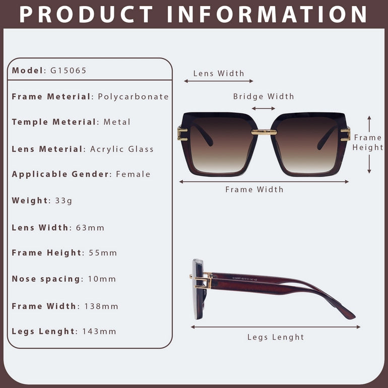 Hashtag Valoria Square Sunglasses for female G-15065 Brown