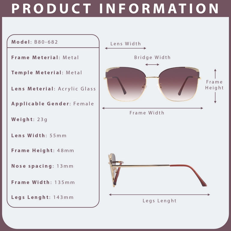 Hashtag Exclusive Square Sunglasses for Women - B80-682 Brown