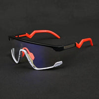 Pulse Black-Grey Texture Large Half Rim Shield Sports Sunglasses for Men & Women — Hashtag Eyewears