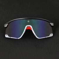 Pulse Black-Grey Texture Large Half Rim Shield Sports Sunglasses for Men & Women — Hashtag Eyewears