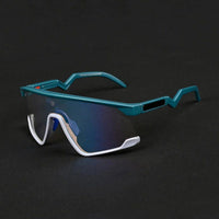 Pulse Mate Green & Grey Large Half Rim Shield Sports Sunglasses for Men & Women — Hashtag Eyewears