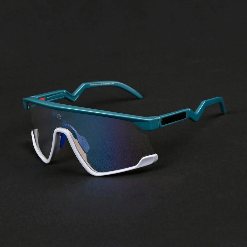 Pulse Mate Green & Grey Large Half Rim Shield Sports Sunglasses for Men & Women — Hashtag Eyewears