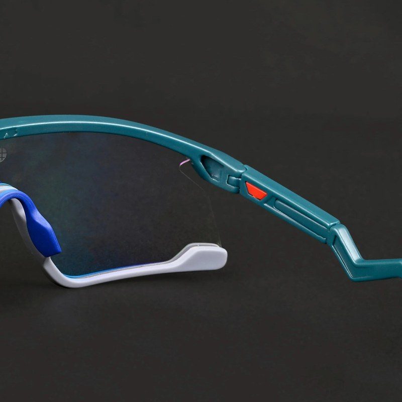 Pulse | Mate Green & Grey Large Half Rim Shield Sports Sunglasses for Men & Women [MIRRORED-PHOTOCHROMIC]