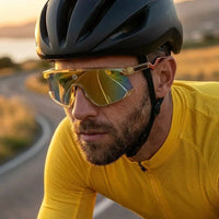 Pulse | Transparent Green Large Half Rim Shield Sports Sunglasses for Men & Women [MIRRORED]