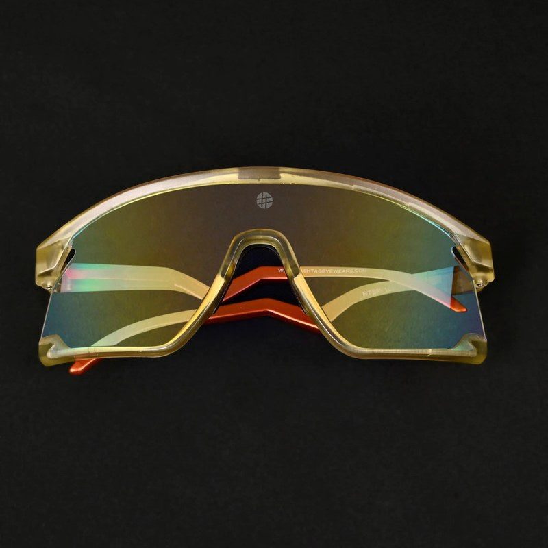 Pulse Transparent Green Large Half Rim Shield Sports Sunglasses for Men & Women — Hashtag Eyewears