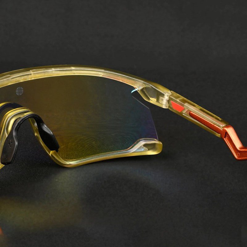 Pulse Transparent Green Large Half Rim Shield Sports Sunglasses for Men & Women — Hashtag Eyewears