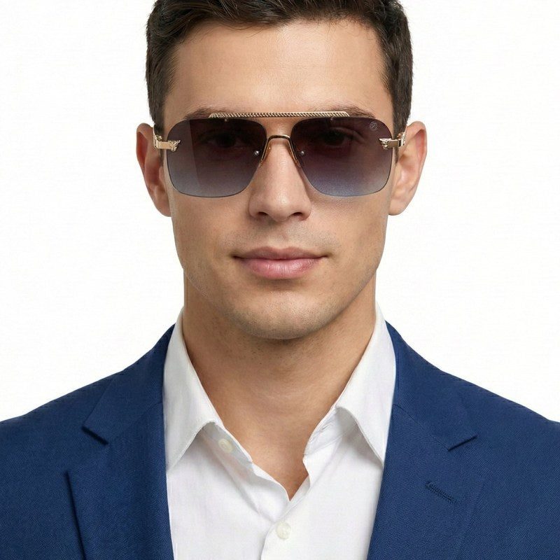 Pyre Black Medium Rim Less Square Sunglasses for Men — Hashtag Eyewears