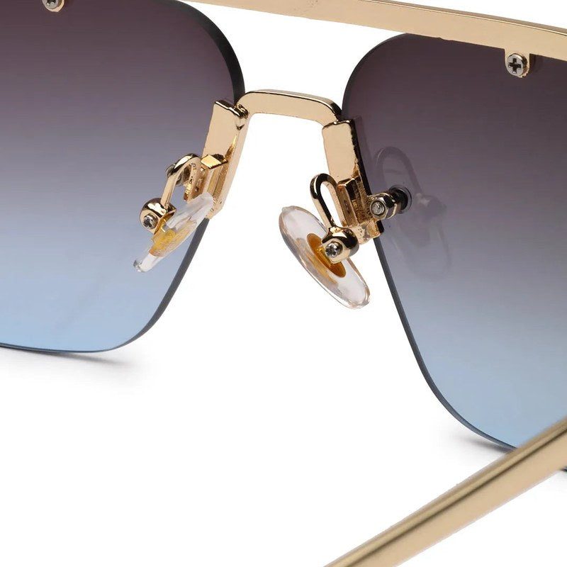 Pyre Black Medium Rim Less Square Sunglasses for Men — Hashtag Eyewears