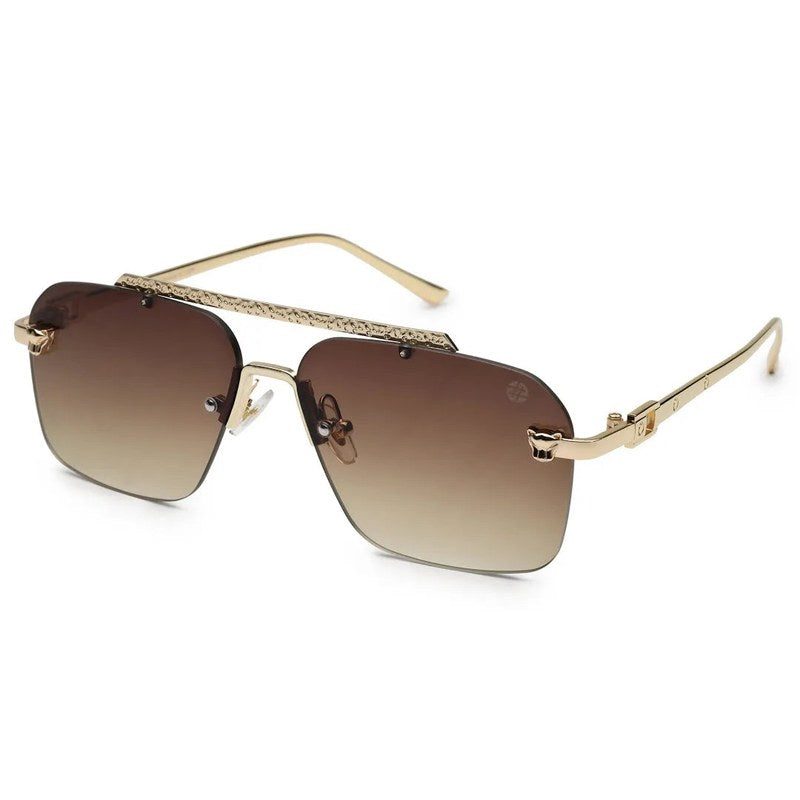 Pyre Gradient Brown Medium Rim Less Square Sunglasses for Men — Hashtag Eyewears