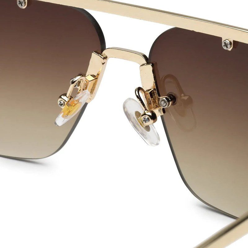 Pyre | Gradient Brown Medium Rim Less Square Sunglasses for Men [UV-protected]
