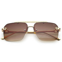 Pyre Gradient Brown Medium Rim Less Square Sunglasses for Men — Hashtag Eyewears