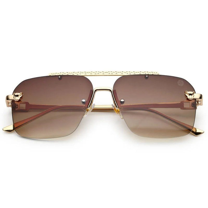 Pyre | Gradient Brown Medium Rim Less Square Sunglasses for Men [UV-protected]