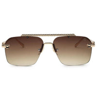 Pyre Gradient Brown Medium Rim Less Square Sunglasses for Men — Hashtag Eyewears