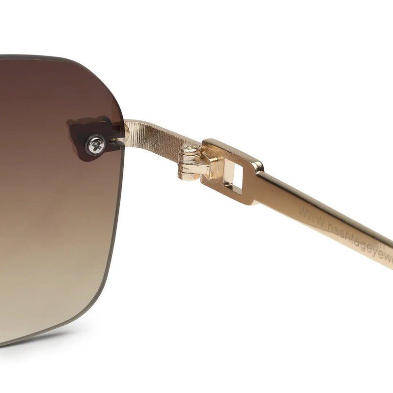 Pyre | Gradient Brown Medium Rim Less Square Sunglasses for Men [UV-protected]