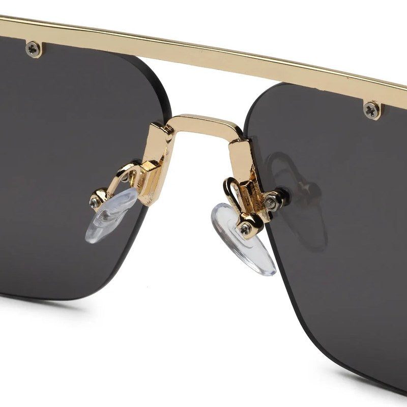 Pyre | Gradient Grey & Black Medium Rim Less Square Sunglasses for Men [UV-protected]