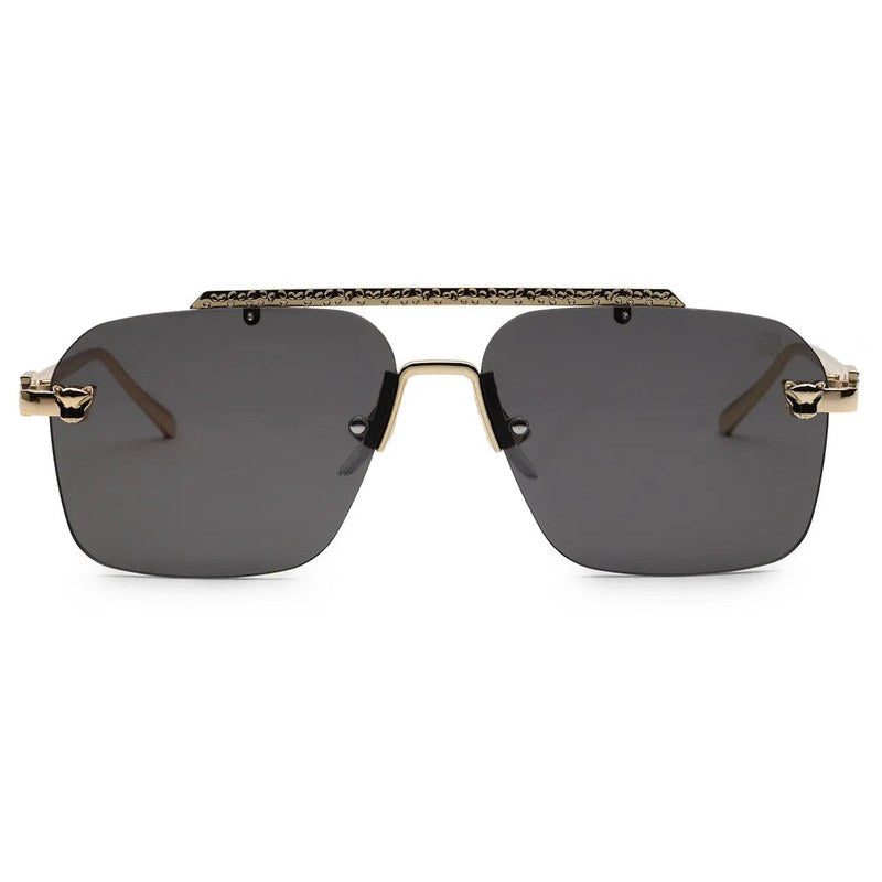 Pyre Gradient Grey & Black Medium Rim Less Square Sunglasses for Men — Hashtag Eyewears