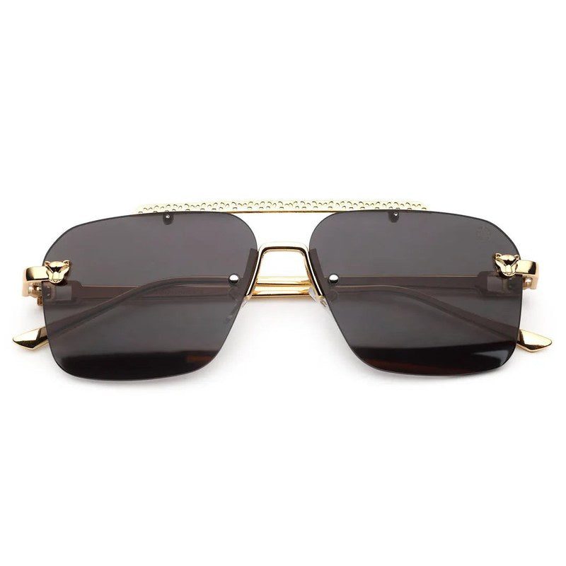 Pyre | Gradient Grey & Black Medium Rim Less Square Sunglasses for Men [UV-protected]