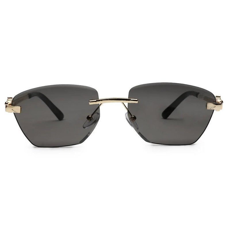 Pyrion Black Medium Rim Less Rectangle Sunglasses for Men — Hashtag Eyewears