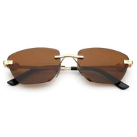 Pyrion Brown Medium Rim Less Rectangle Sunglasses for Men — Hashtag Eyewears