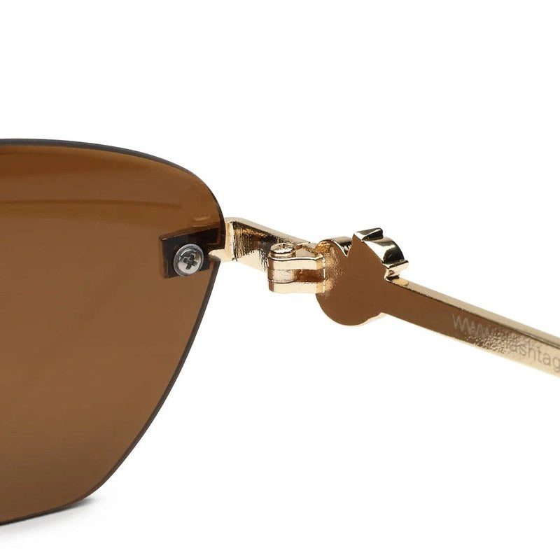 Pyrion Brown Medium Rim Less Rectangle Sunglasses for Men — Hashtag Eyewears