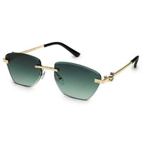 Pyrion Green Medium Rim Less Rectangle Sunglasses for Men — Hashtag Eyewears