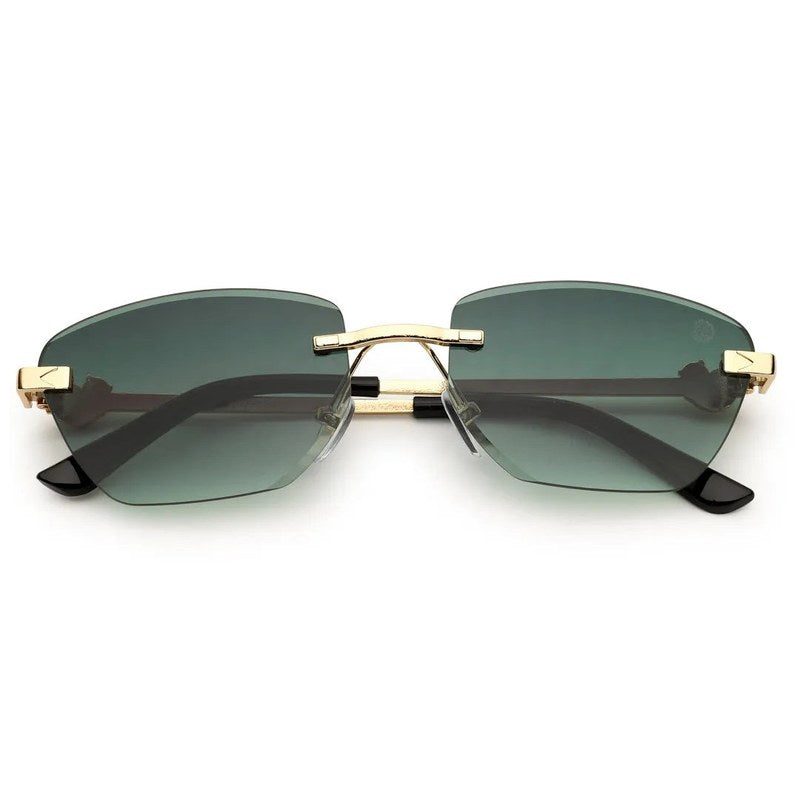 Pyrion | Green Medium Rim Less Rectangle Sunglasses for Men [UV-protected]