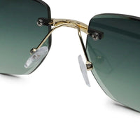 Pyrion Green Medium Rim Less Rectangle Sunglasses for Men — Hashtag Eyewears