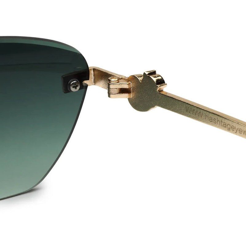 Pyrion | Green Medium Rim Less Rectangle Sunglasses for Men [UV-protected]