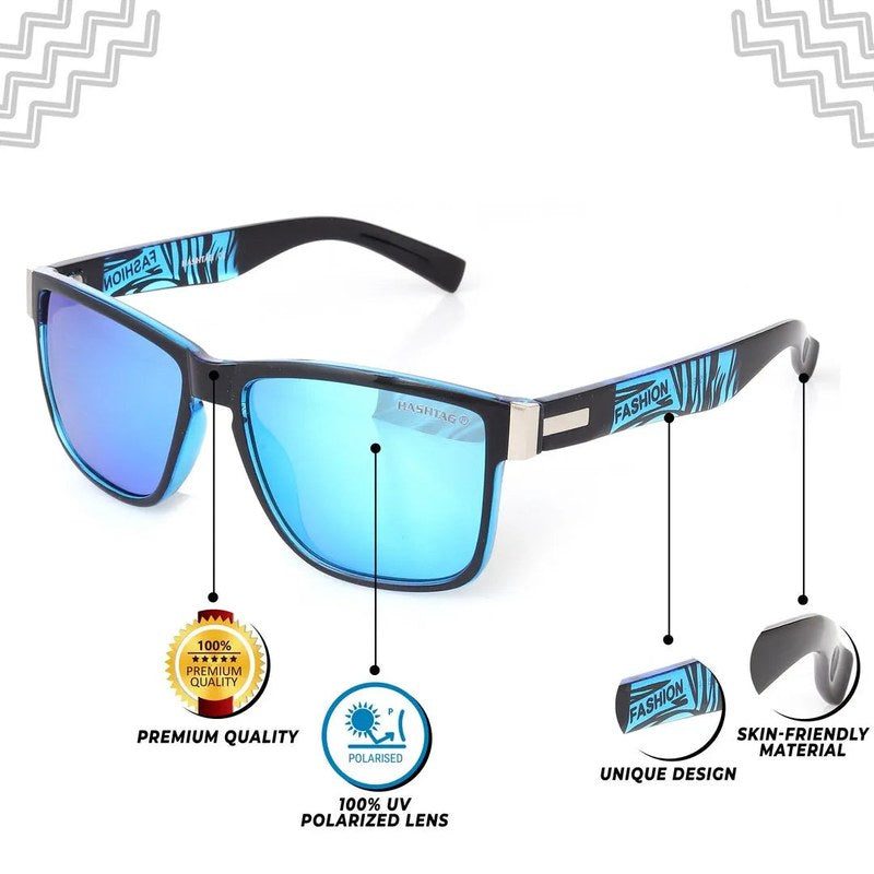Pyronis Black & Blue Small Full Rim Square Sports Sunglasses for Men — Hashtag Eyewears