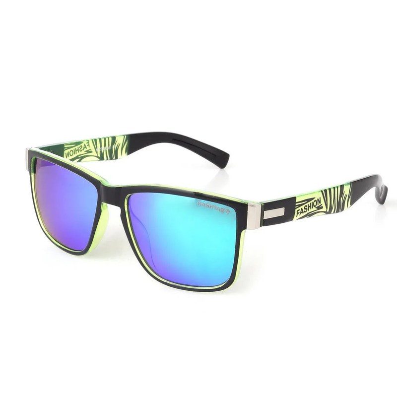 Pyronis Black & Green Small Full Rim Square Sports Sunglasses for Men — Hashtag Eyewears