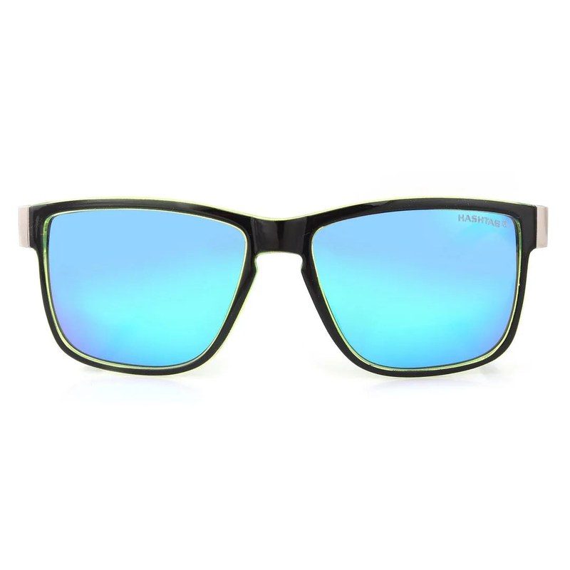 Pyronis Black & Green Small Full Rim Square Sports Sunglasses for Men — Hashtag Eyewears