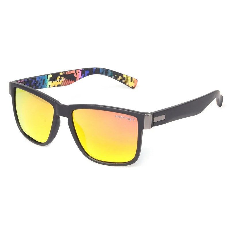 Pyronis Black & Red Small Full Rim Square Sports Sunglasses for Men — Hashtag Eyewears
