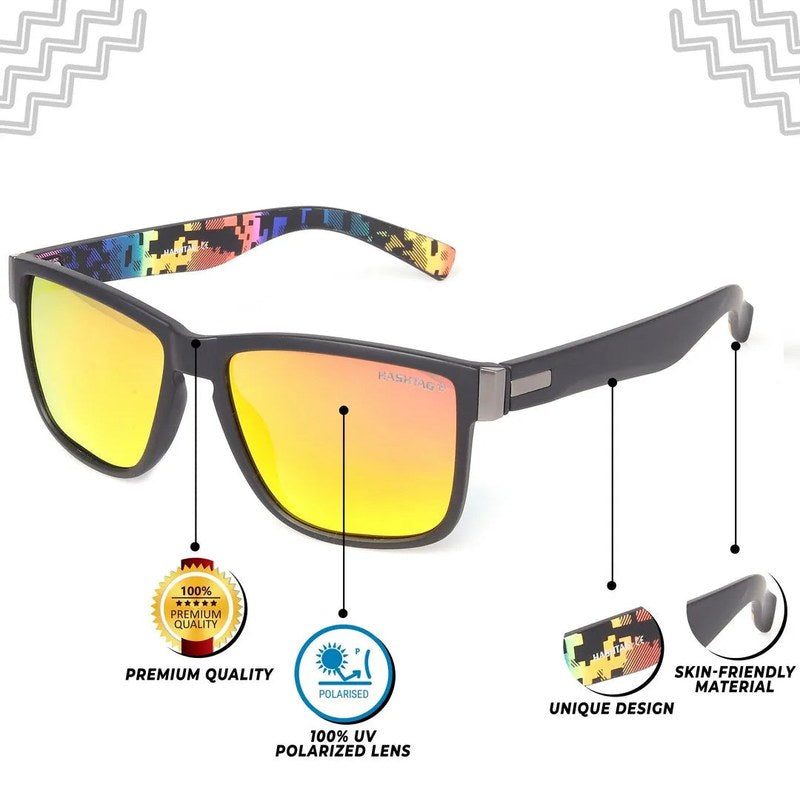 Pyronis Black & Red Small Full Rim Square Sports Sunglasses for Men — Hashtag Eyewears