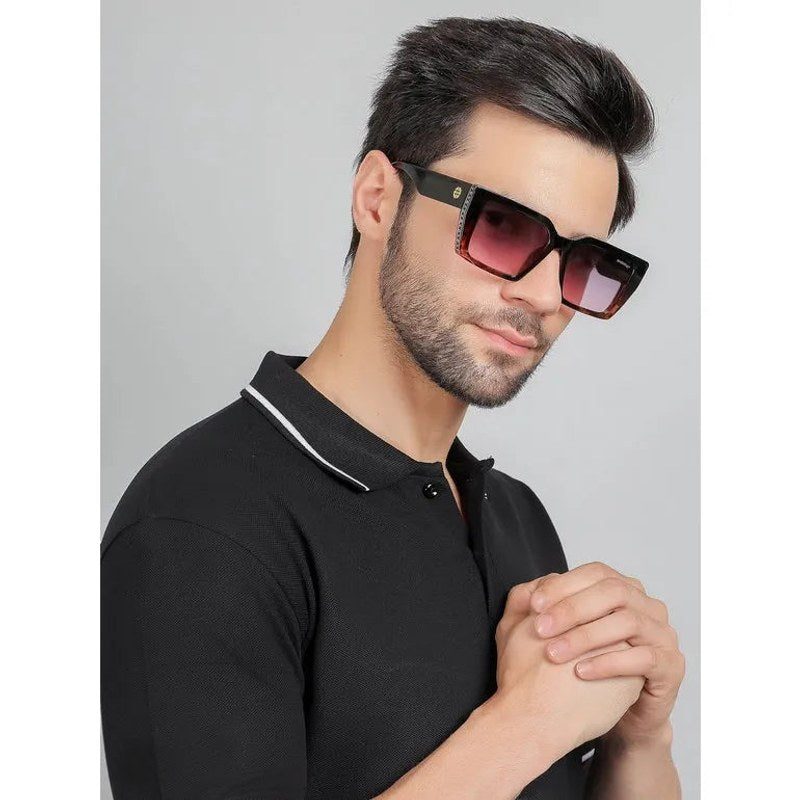 Pyrosia Purple Black Gold Medium Full Rim Rectangle Sunglasses for Men & Women — Hashtag Eyewears