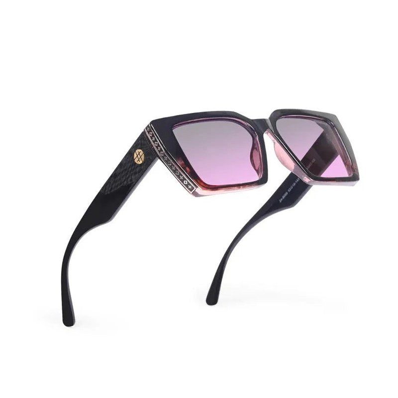 Pyrosia Purple Black Gold Medium Full Rim Rectangle Sunglasses for Men & Women — Hashtag Eyewears