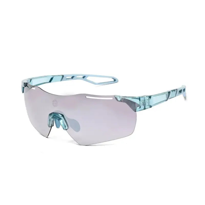 Quad | Transparent Sky Blue Medium Rim Less Shield Sports Sunglasses for Men & Women [UV-protected]