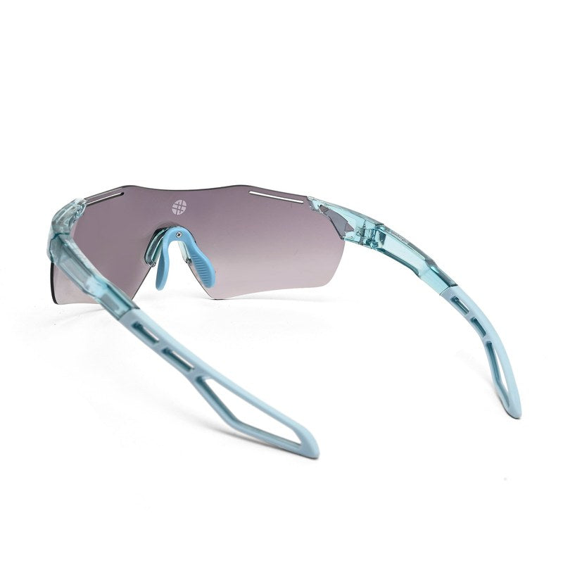Quad | Transparent Sky Blue Medium Rim Less Shield Sports Sunglasses for Men & Women [UV-protected]