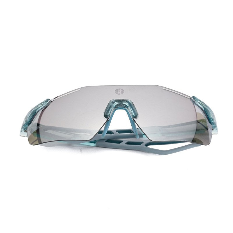 Quad | Transparent Sky Blue Medium Rim Less Shield Sports Sunglasses for Men & Women [UV-protected]