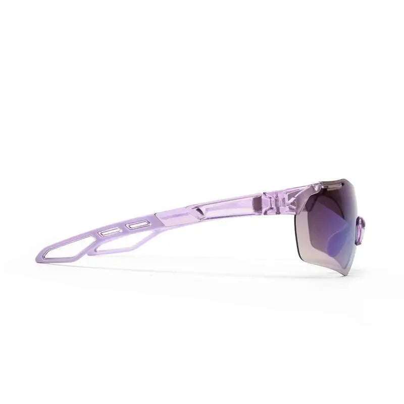 Quad | Transparent Violet Medium Rim Less Shield Sports Sunglasses for Men & Women [UV-protected]