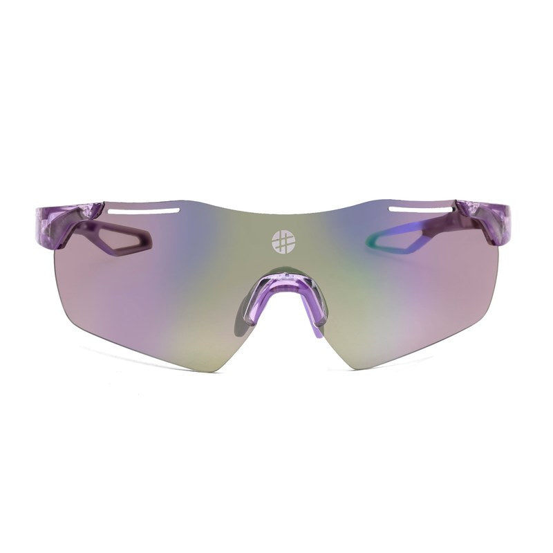 Quad Transparent Violet Medium Rim Less Shield Sports Sunglasses for Men & Women — Hashtag Eyewears
