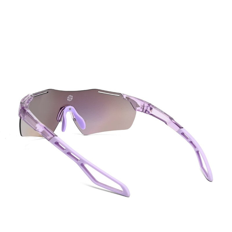 Quad | Transparent Violet Medium Rim Less Shield Sports Sunglasses for Men & Women [UV-protected]