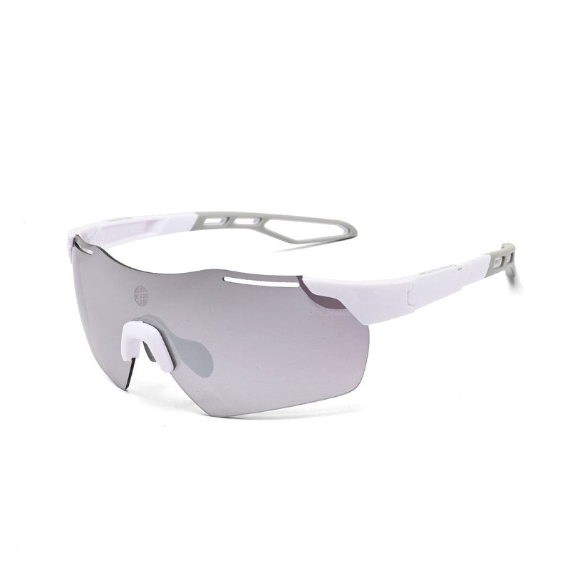 Quad White Medium Rim Less Shield Sports Sunglasses for Men & Women — Hashtag Eyewears