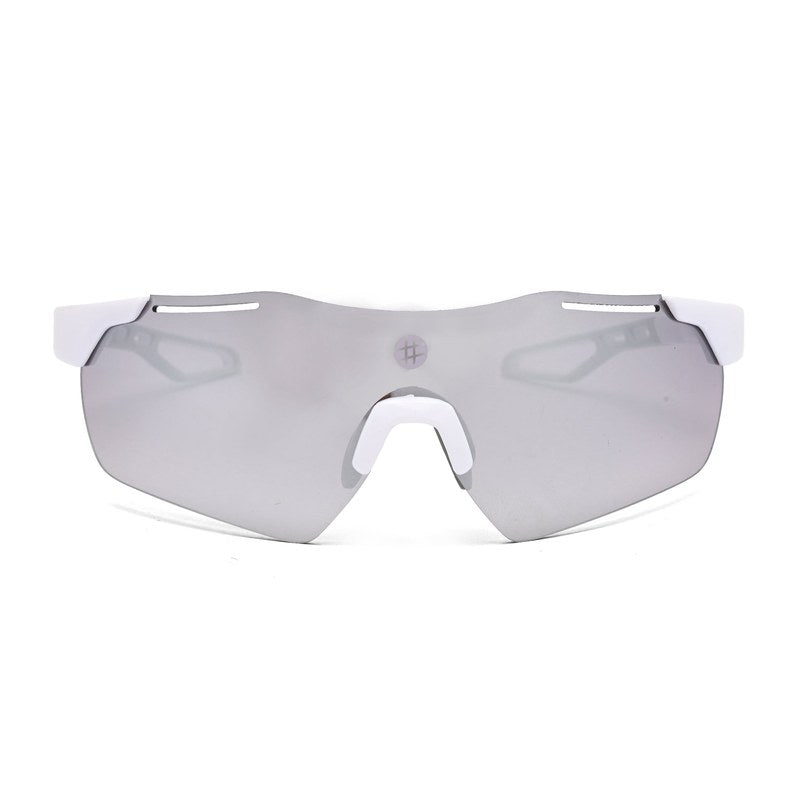 Quad White Medium Rim Less Shield Sports Sunglasses for Men & Women — Hashtag Eyewears