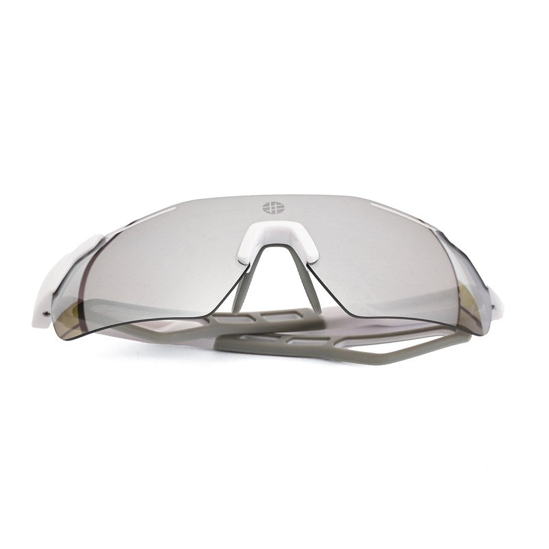 Quad White Medium Rim Less Shield Sports Sunglasses for Men & Women — Hashtag Eyewears