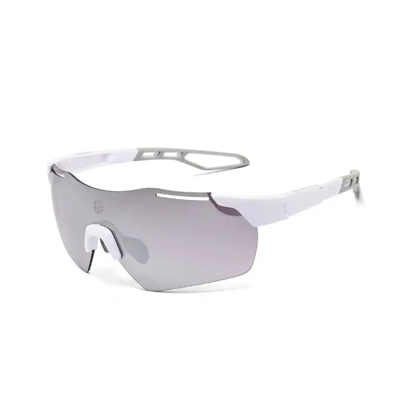 Quad | White Medium Rim Less Shield Sports Sunglasses for Men & Women [UV-protected]