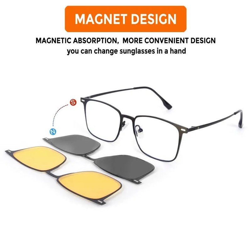 Quarion Black Medium Full Rim Rectangle Clip-on for Men & Women — Hashtag Eyewears