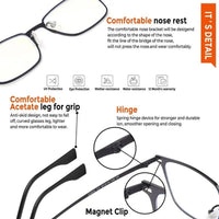 Quarion Black Medium Full Rim Rectangle Clip-on for Men & Women — Hashtag Eyewears
